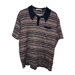 Missoni Sport Vintage Polo Shirt Men's Medium Brown Short Sleeve Button
